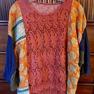 Morgan Factory Upcycled Boho Long Sleeved Top One of a Kind